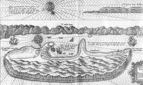 Карта ван Линшотена, о-в Кильдин, 1594